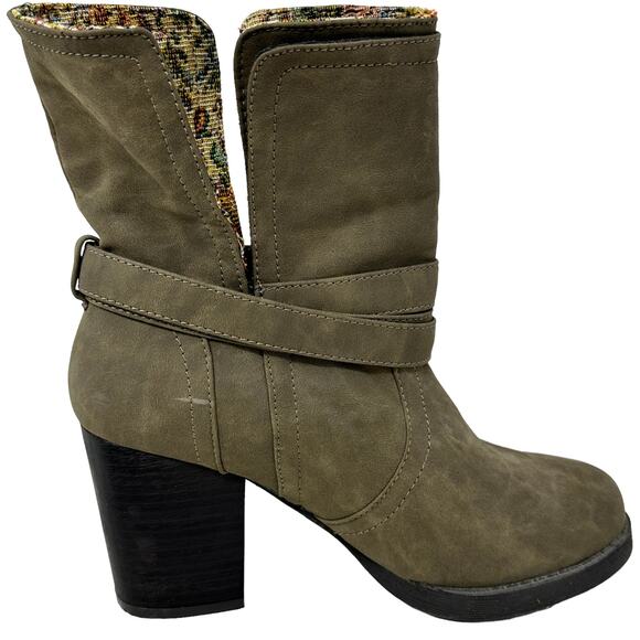 Qupid Convertible Tapestry Ankle Boots Women SZ 7 Block Heel Tapestry Boho Chic - Picture 6 of 13